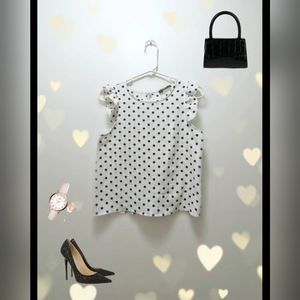 Shein Short Sleeve Ruffle Polka Dot Top